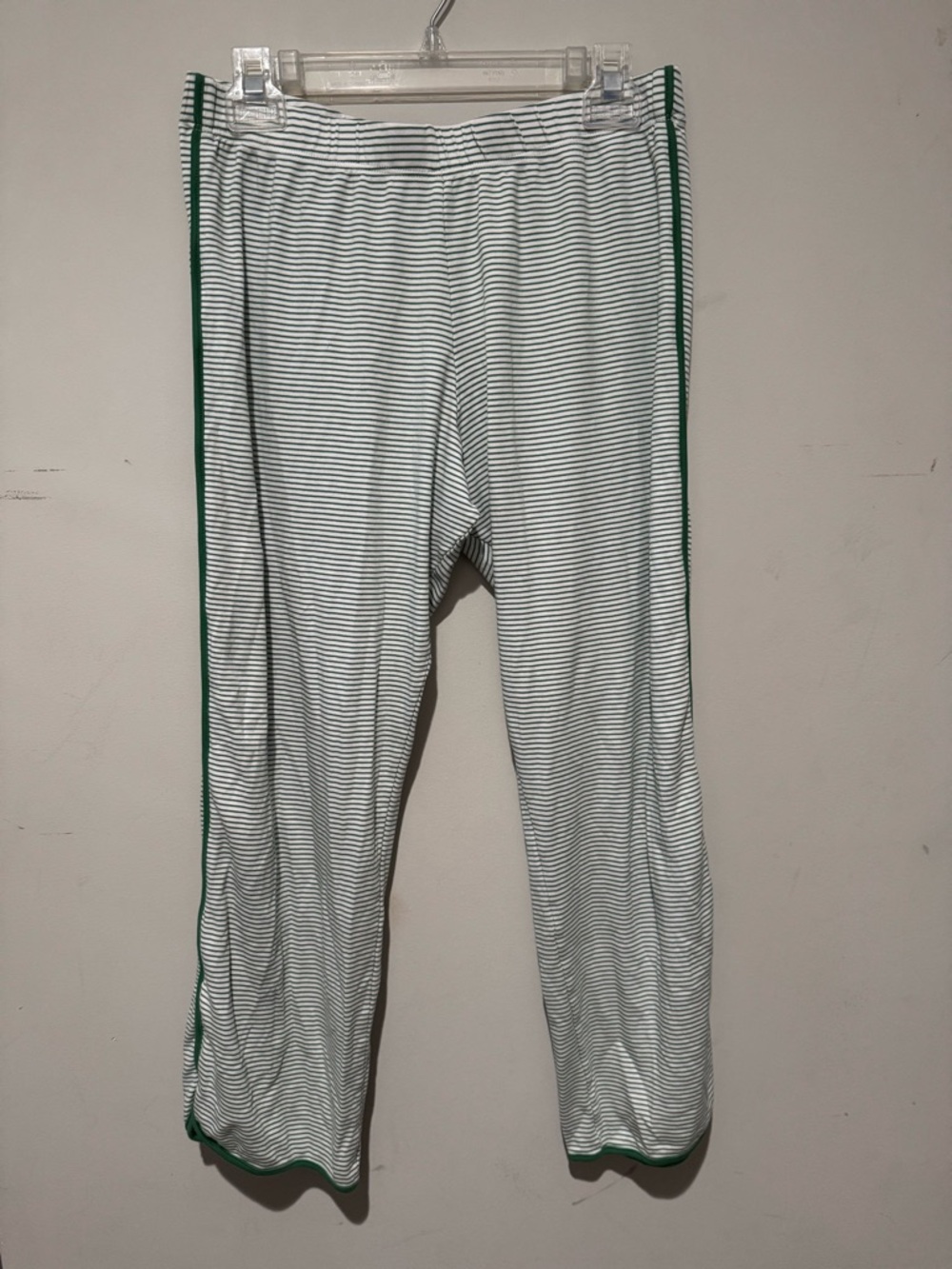 Lake Women's White & Green Striped Pajama Lounge Pants